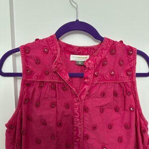 🌸 Anthropologie Pilcro Pink Blouse with All-Over Sequin Embellishment